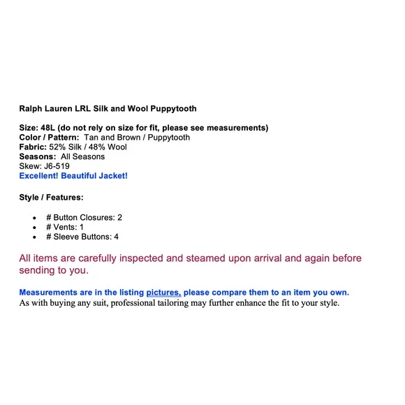 Ralph Lauren LRL Mens 48L Tan Brown Houndstooth Silk Wool Blazer Sport Jacket - Picture 2 of 14